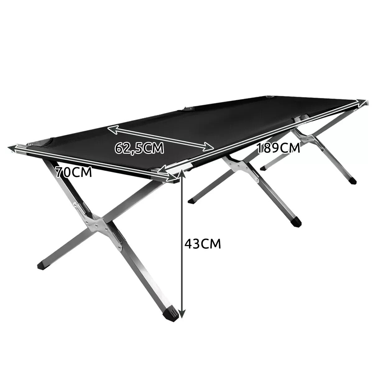 Feldbett Klappbett Gästebett Schwarz 189x70x43 cm 110kg Klappbar mit Tasche