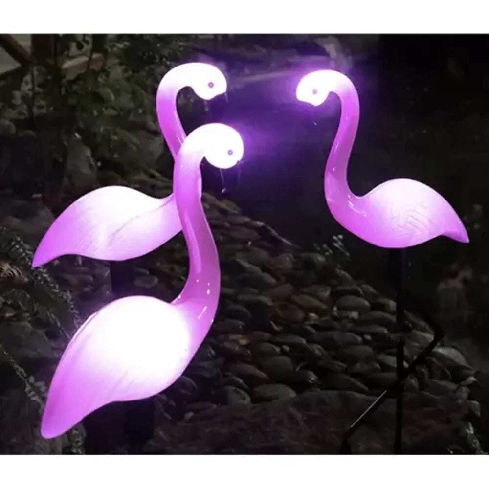 3x Solar Flamingo Gartenleuchte Deko IP44 LED Solarlicht Außenbeleuchtung 🦩🦩🦩