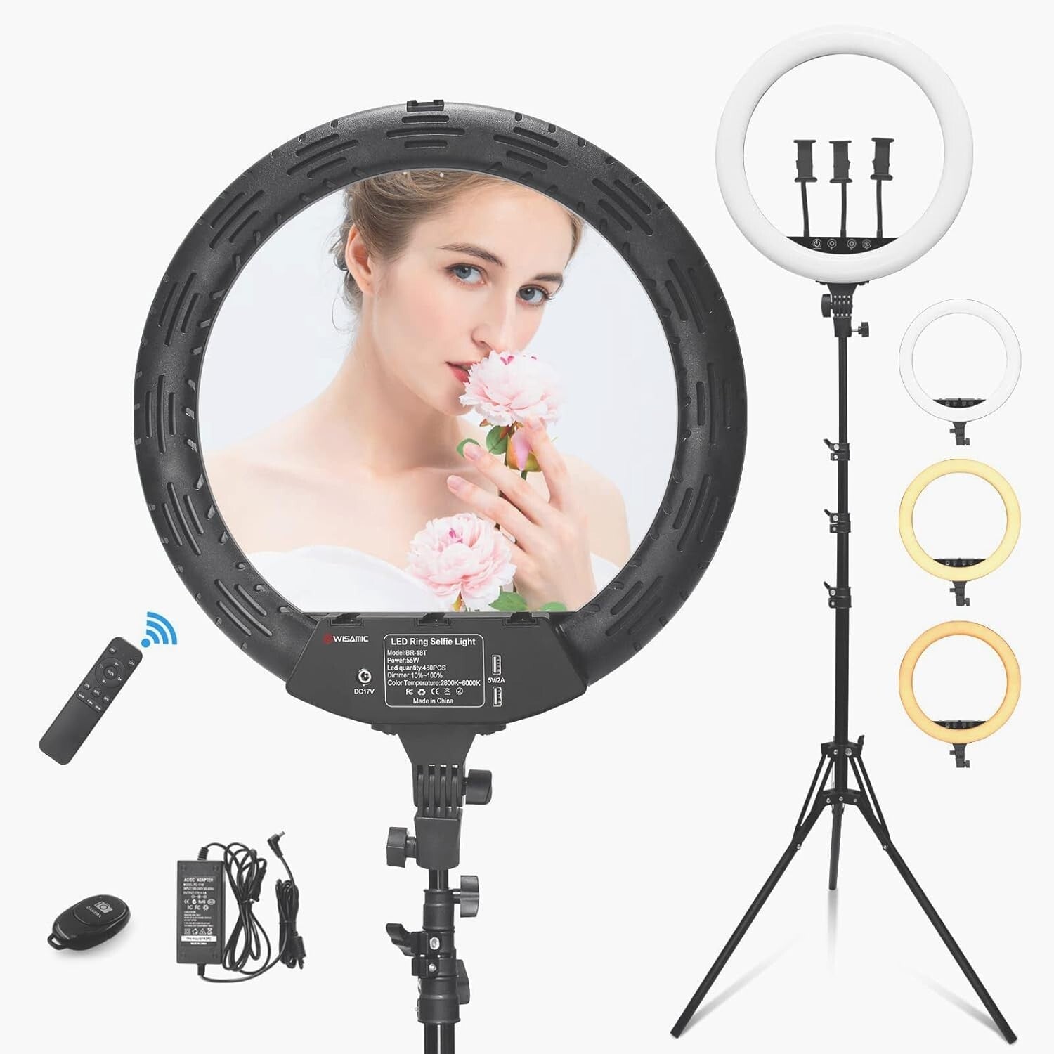 Ringlicht 18" mit Handy Stativ – Video Licht für Make-up, TikTok, Konferenzen