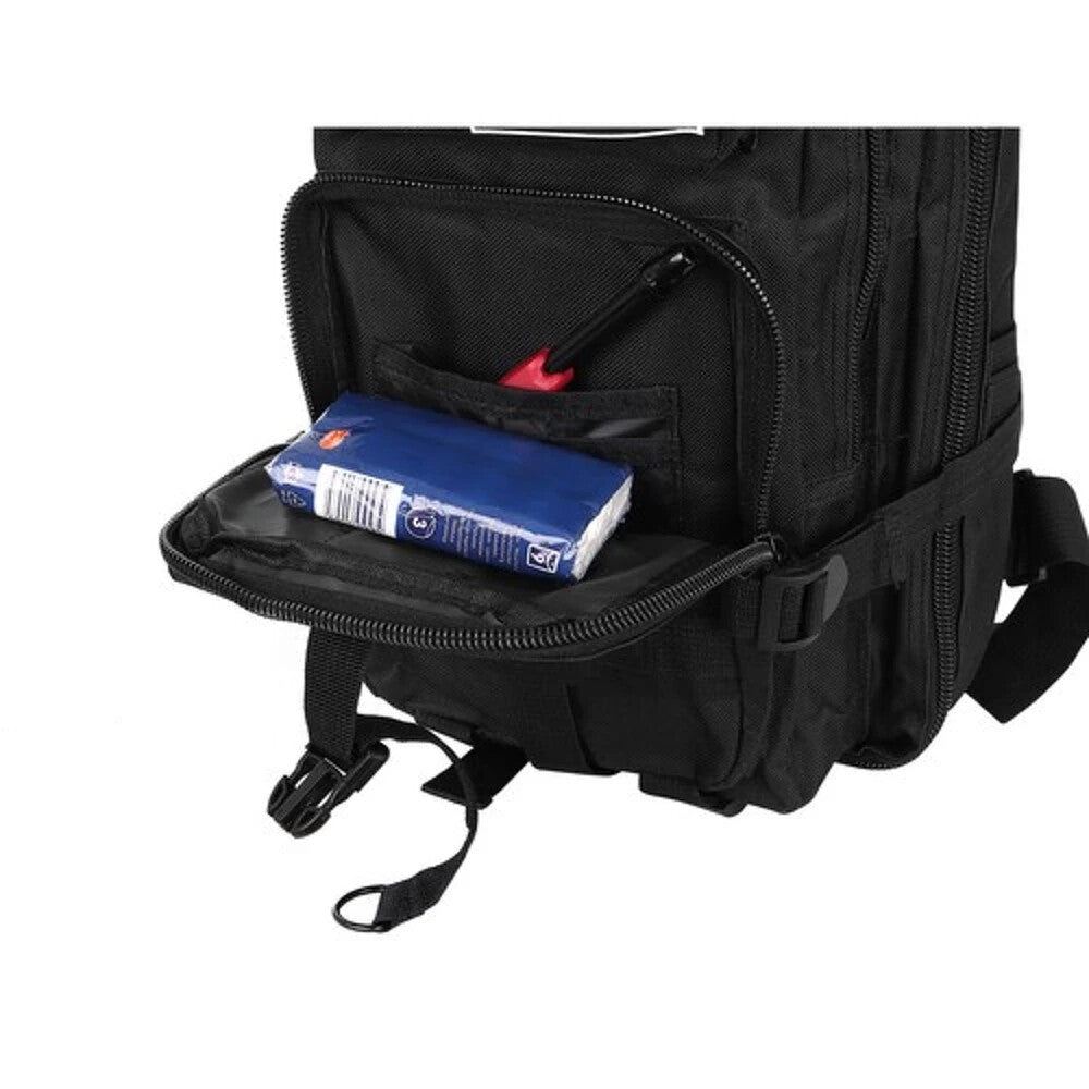 Schwarzer Touristenrucksack 26L – MOLLE System, Wasserdicht & Leicht 🎒