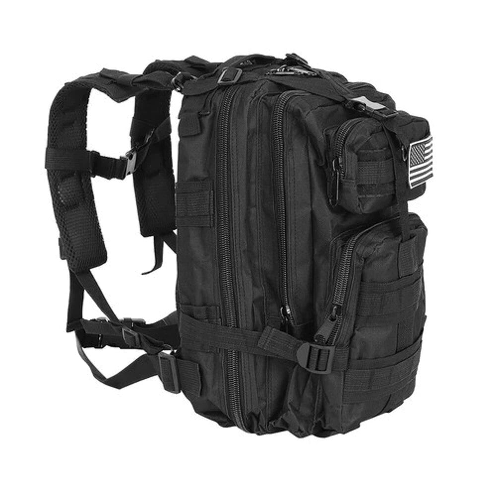 Schwarzer Touristenrucksack 26L – MOLLE System, Wasserdicht & Leicht 🎒
