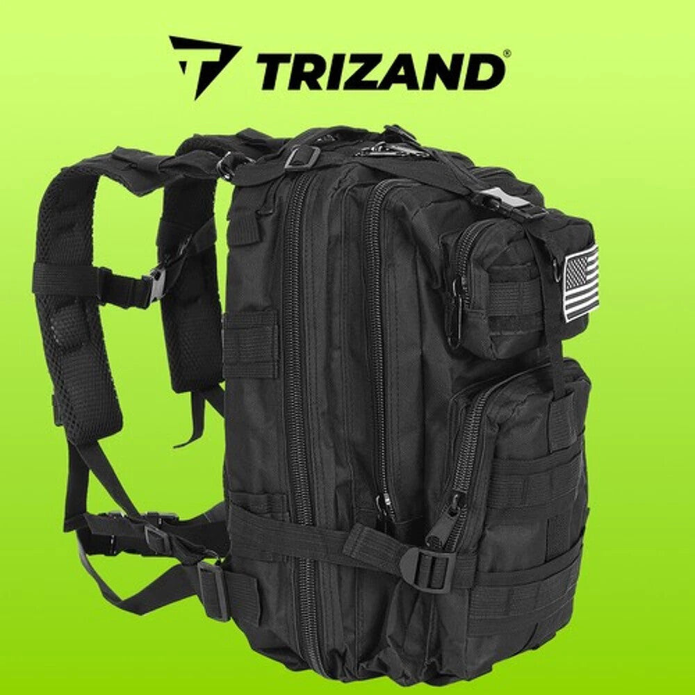 Schwarzer Touristenrucksack 26L – MOLLE System, Wasserdicht & Leicht 🎒