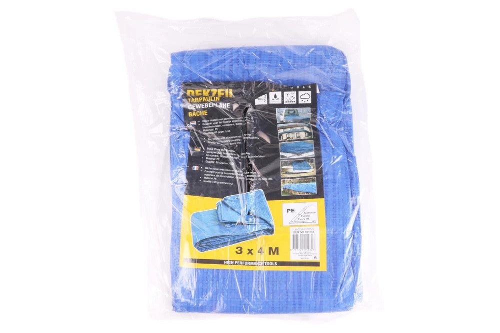 Gewebeplane 3x4 m Blau Abdeckplane Wasserdicht mit Ösen für Holz & Garten