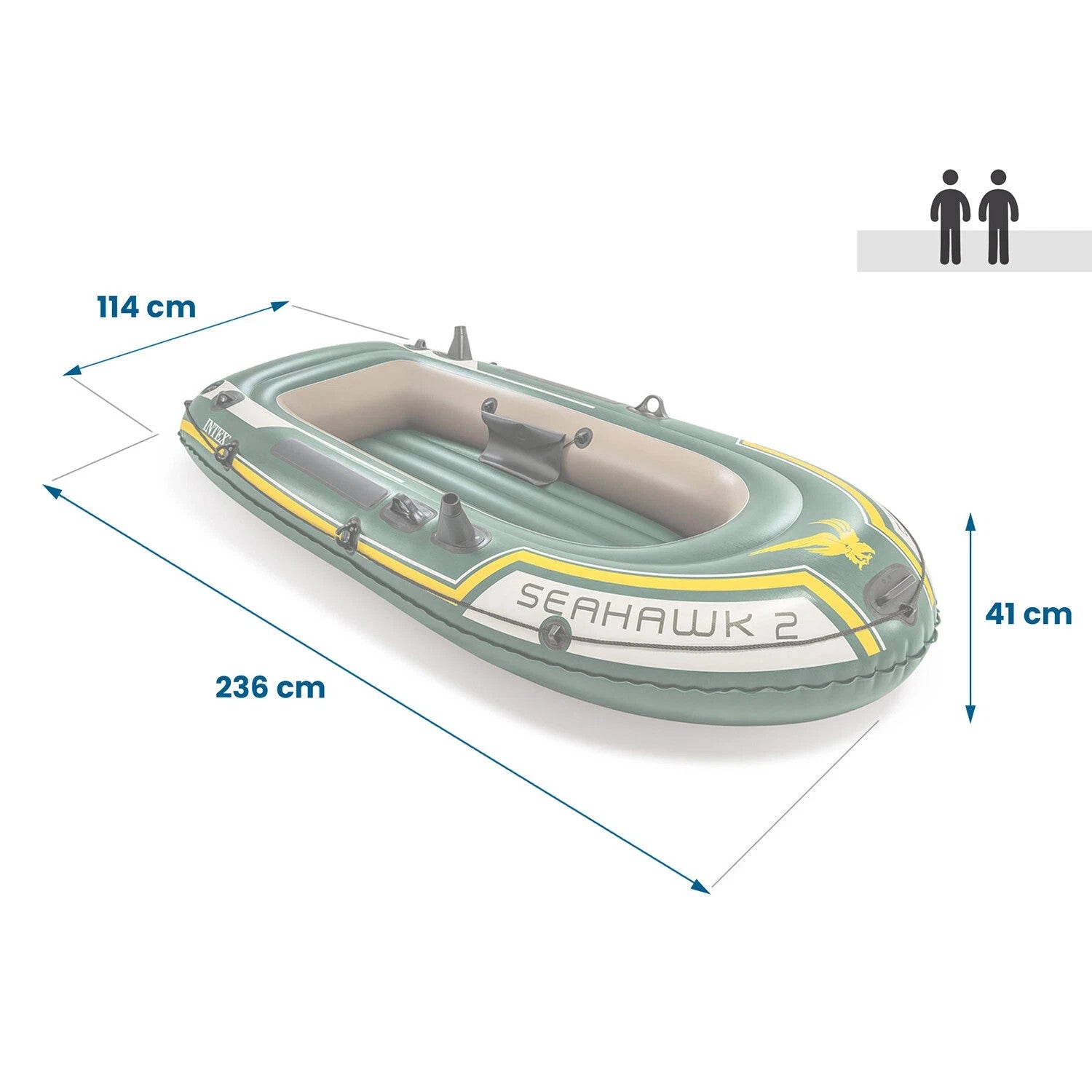 INTEX Seahawk 2 Boot Set 236x114 cm + Paddel & Pumpe für 2 Personen Schlauchboot