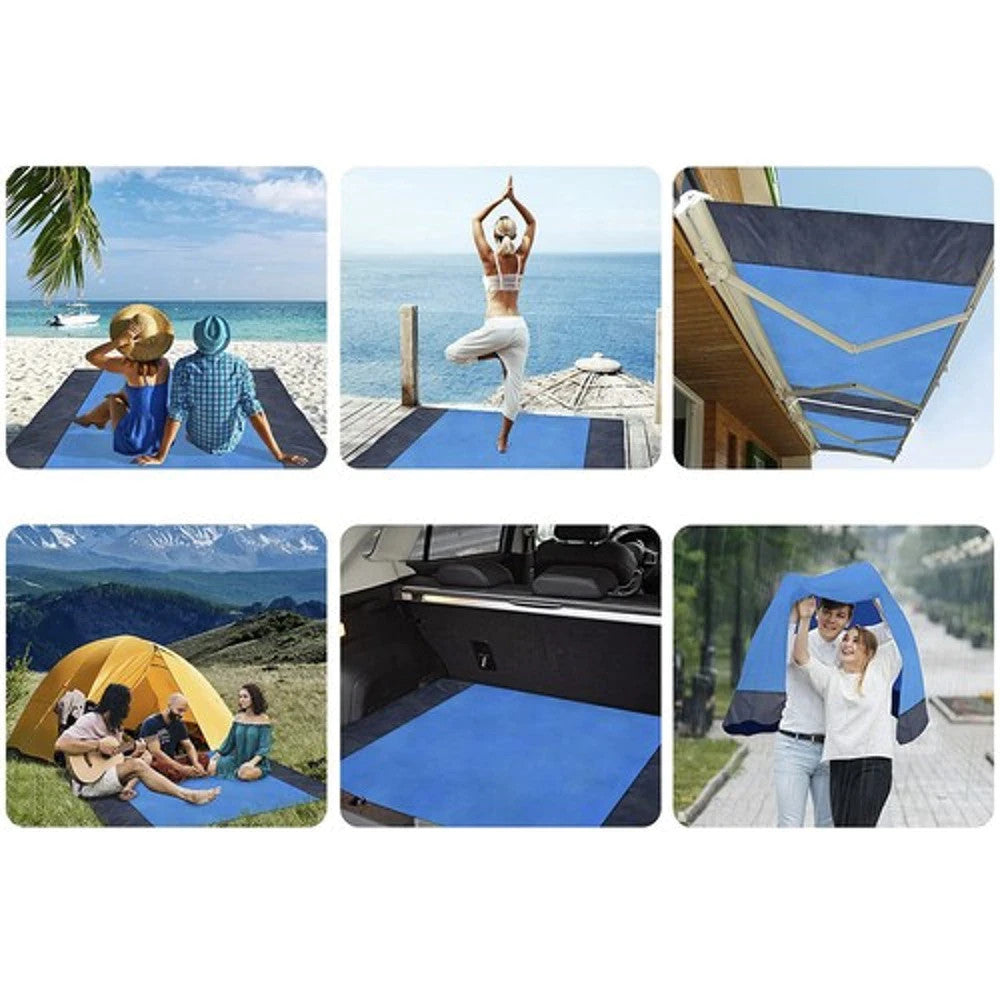 Stranddecke Picknickdecke 208x208cm Wasserdicht mit Haken & Tragetasche