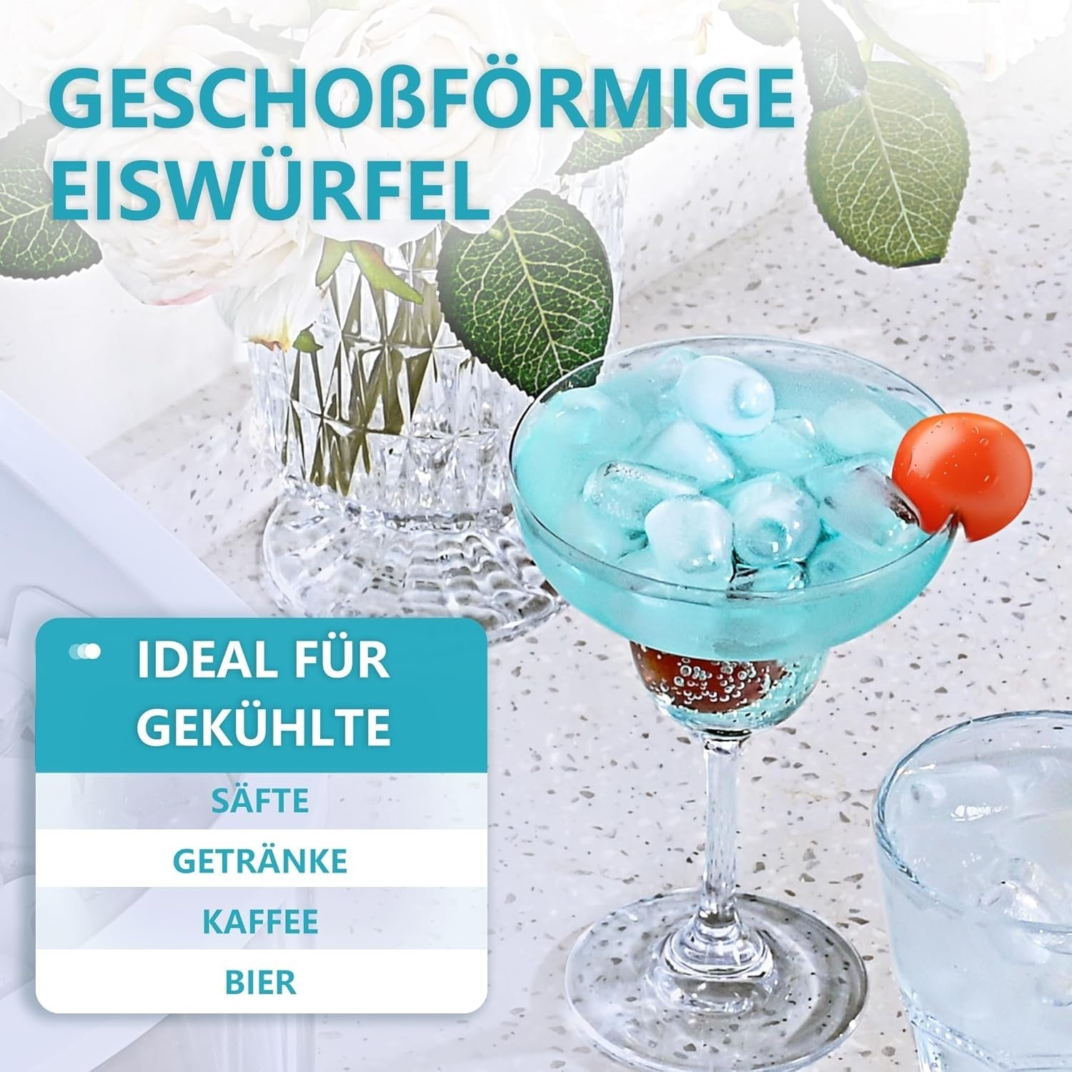 Eiswürfelmaschine 12KG/24H – Ice Maker 9 Würfel in 6 Min. mit Griff & Reinigung