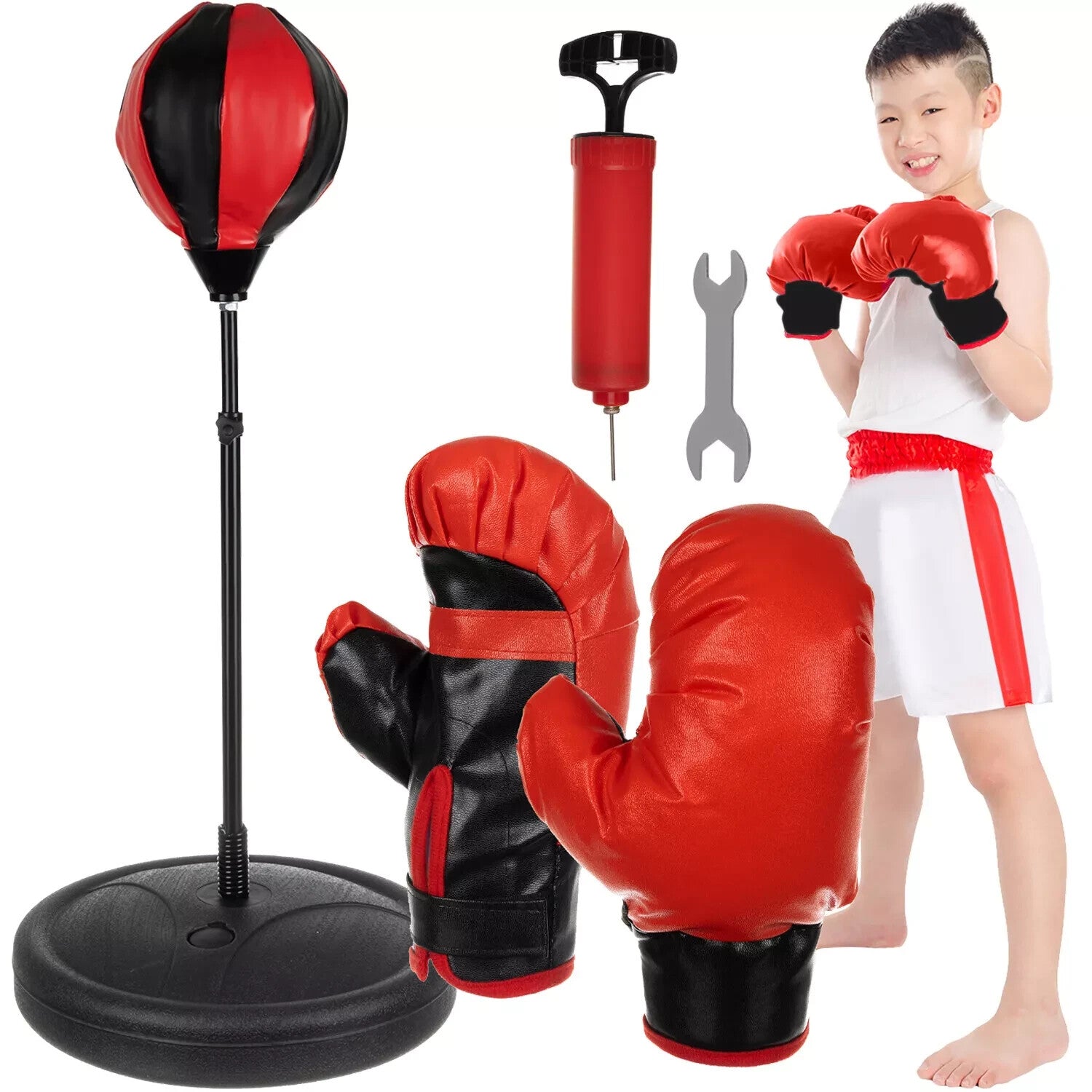 Punchingball Box-Set für Kinder mit Handschuhen & Pumpe – höhenverstellbar 💪💪