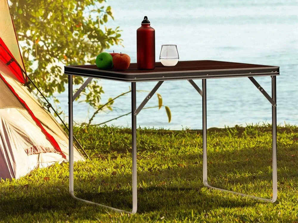 campingtisch klappbar holzoptik Campingtisch Klappbar 70x50 cm in Holzoptik Braun – Faltbarer Gartenti