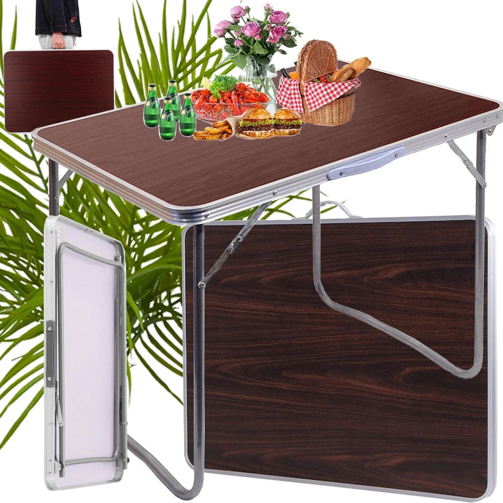 Campingtisch Klappbar 70x50 cm in Holzoptik Braun – Faltbarer Gartenti