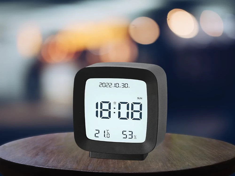 Digitaler Wecker mit Temperatur,Datum & Schlummerfunktion–LCD-Anzeige&Hygrometer