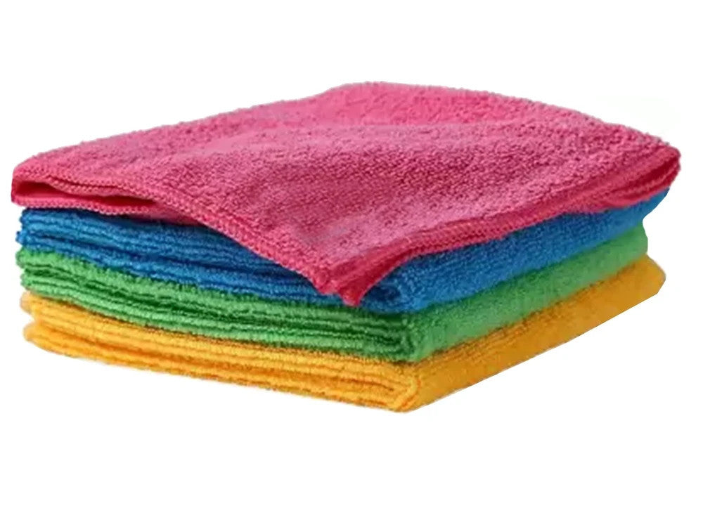 Mikrofaser Reinigungstücher 4er Set – Bunt, Saugstark, Fusselfrei, 28x29 cm