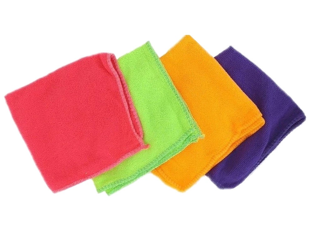 Mikrofaser Reinigungstücher 4er Set – Bunt, Saugstark, Fusselfrei, 28x29 cm