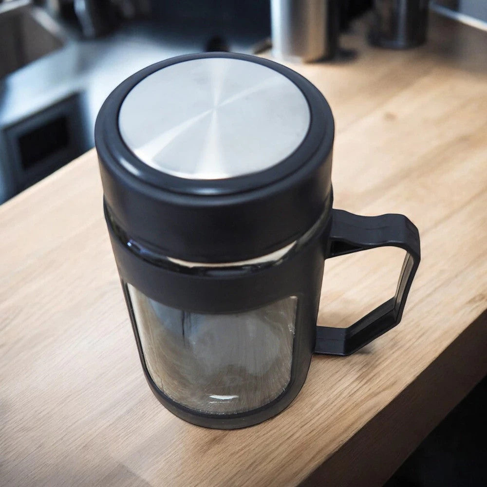 Teeflasche aus Glas 500ml – Thermobecher mit Henkel, Rot oder Schwarz  5903678586386