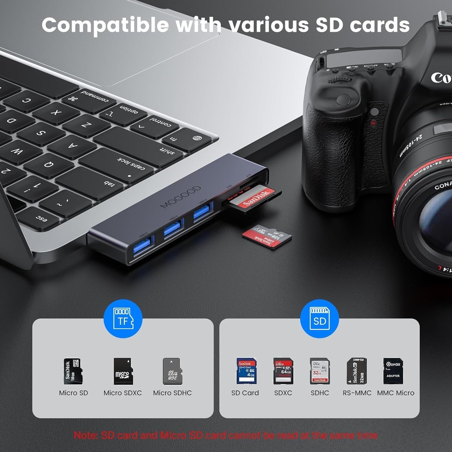 USB C Hub 5-in-1 Adapter mit USB 3.0 & SD/TF Kartenleser für Laptop/PC**