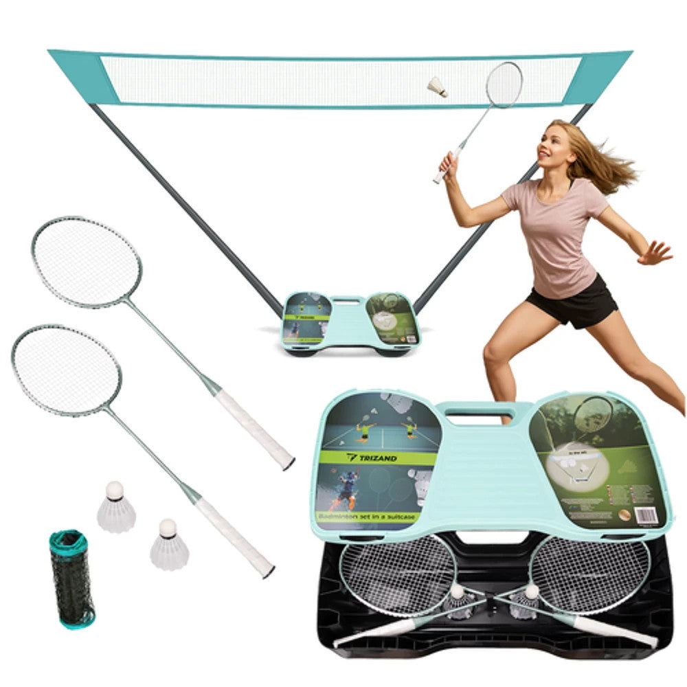 Badminton Set mit Netz & Tasche – Komplettset für Garten & Urlaub 4in1