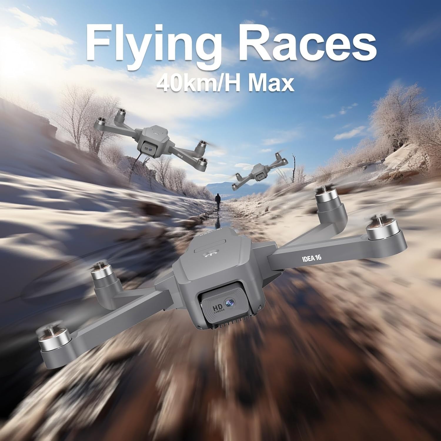 4K Drohne mit Kamera, 40KM/h, Brushless Motor, 5GHz FPV, 2 Akkus
