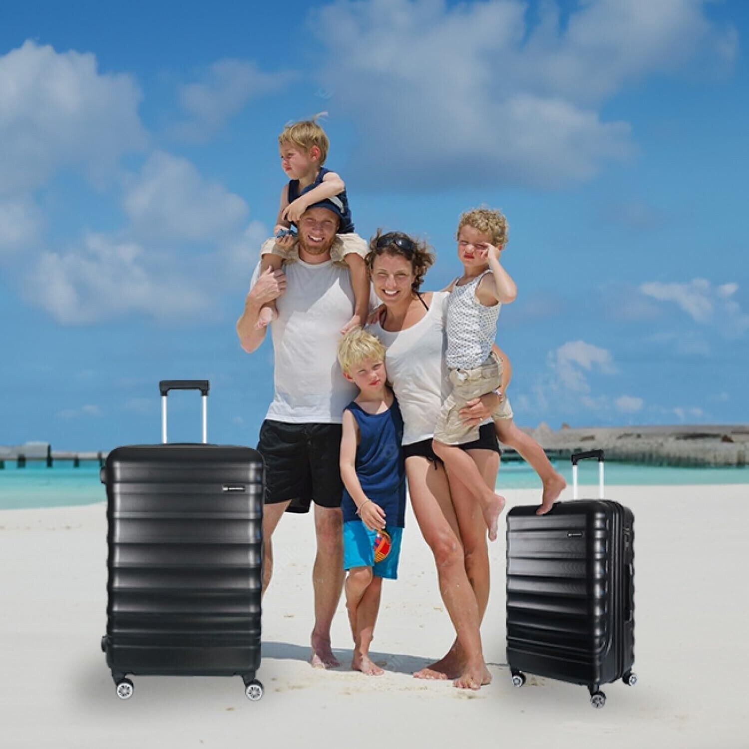 3-teiliges Hartschalen Kofferset Schwarz – Reisekoffer M/L/XL mit 4 Rollen & Zahlenschloss – ABS Trolley für Urlaub & Flugreisen