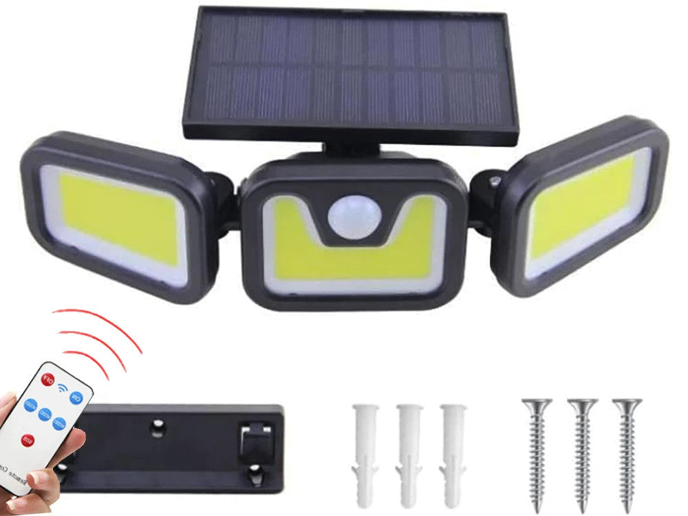 Solar LED Außenlampe 100 LEDs Bewegungsmelder IP67 Fernbedienung