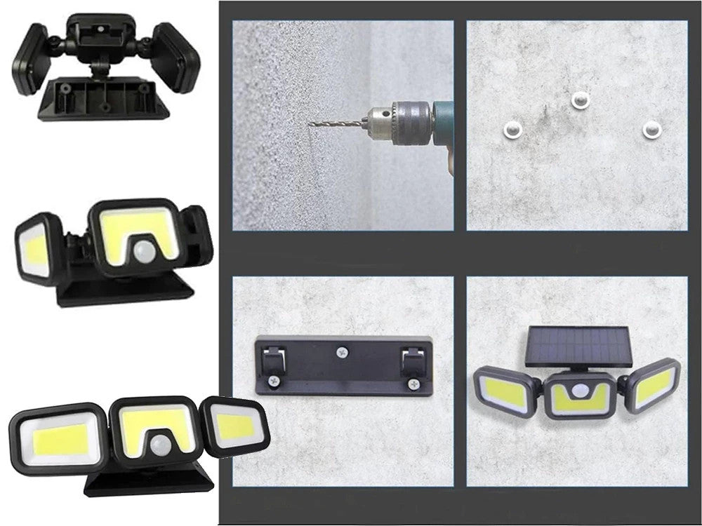Solar LED Außenlampe 100 LEDs Bewegungsmelder IP67 Fernbedienung
