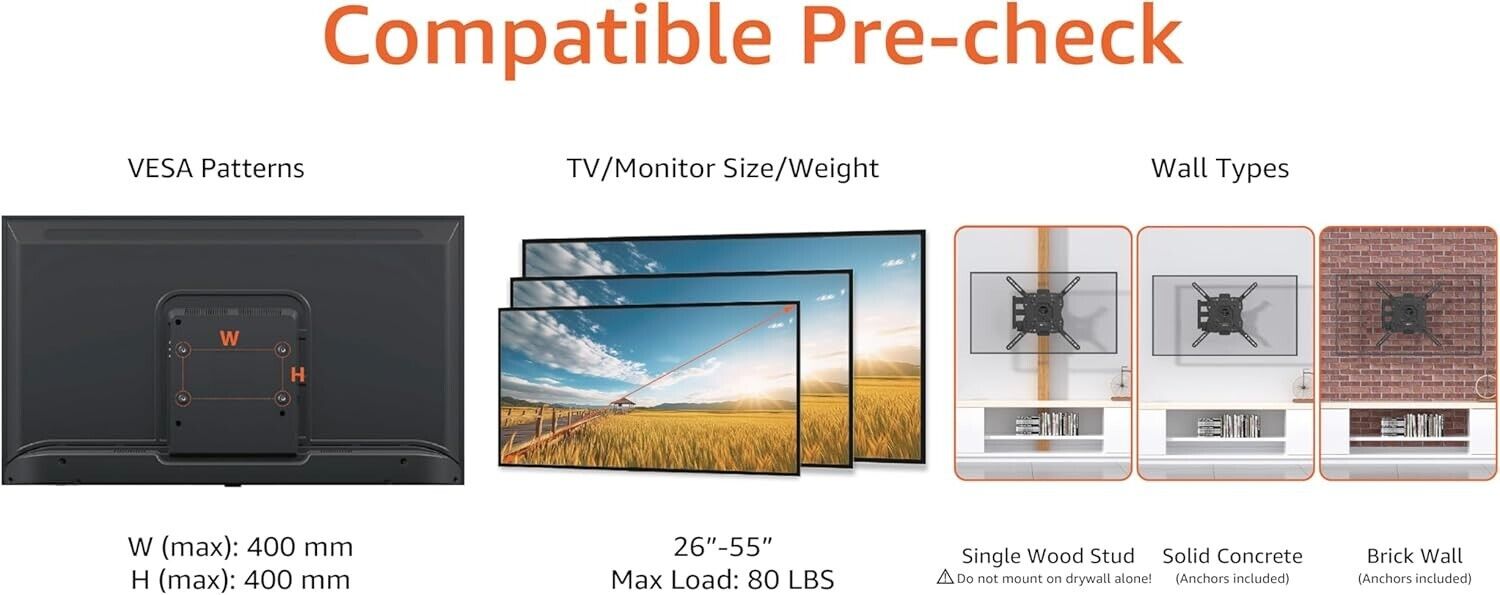 TV Wandhalterung Wandhalter LCD LED Fernseher 26-55 Zoll schwenkbar neigbar 36kg