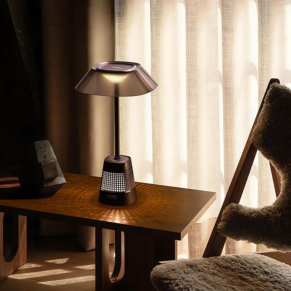 LED Tischlampe Touch Dimmbar, Vintage Nachttischlampe mit Ladefunktion