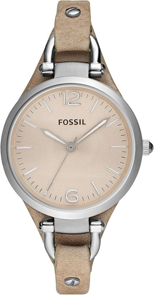 FOSSIL Damen Uhr Georgia 32mm Quarz Lederarmband Braun Edelstahl 50m