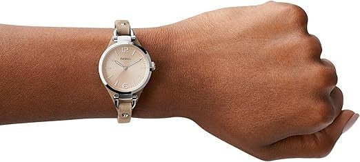 FOSSIL Damen Uhr Georgia 32mm Quarz Lederarmband Braun Edelstahl 50m