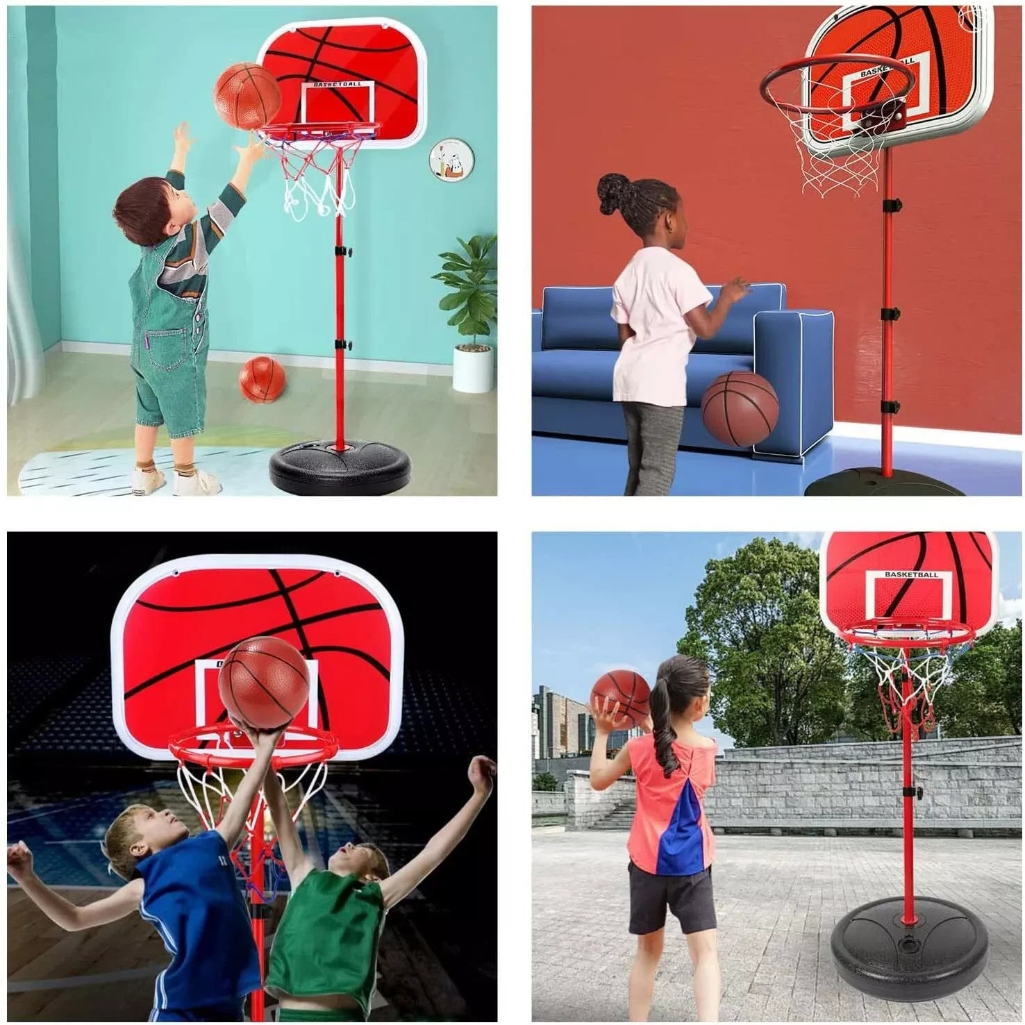 Kinder Basketball SET+Basketballkorb +Basketballständer+Pumpe+ Ball 73-170cm