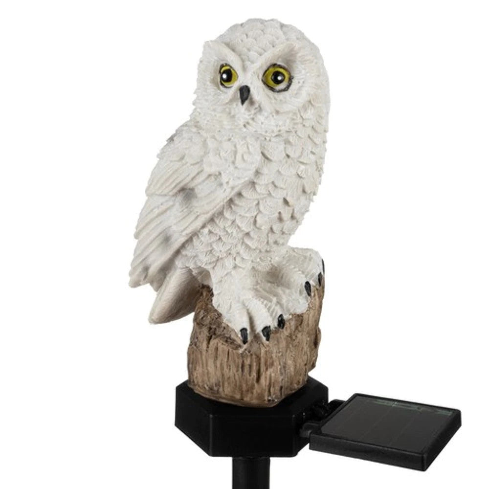 LED Solar Gartenstecker EULE warm weiß - 45 x 35 cm - Deko Leuchte Garten Figur
