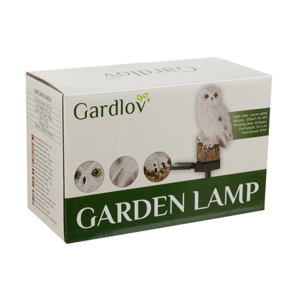 LED Solar Gartenstecker EULE warm weiß - 45 x 35 cm - Deko Leuchte Garten Figur
