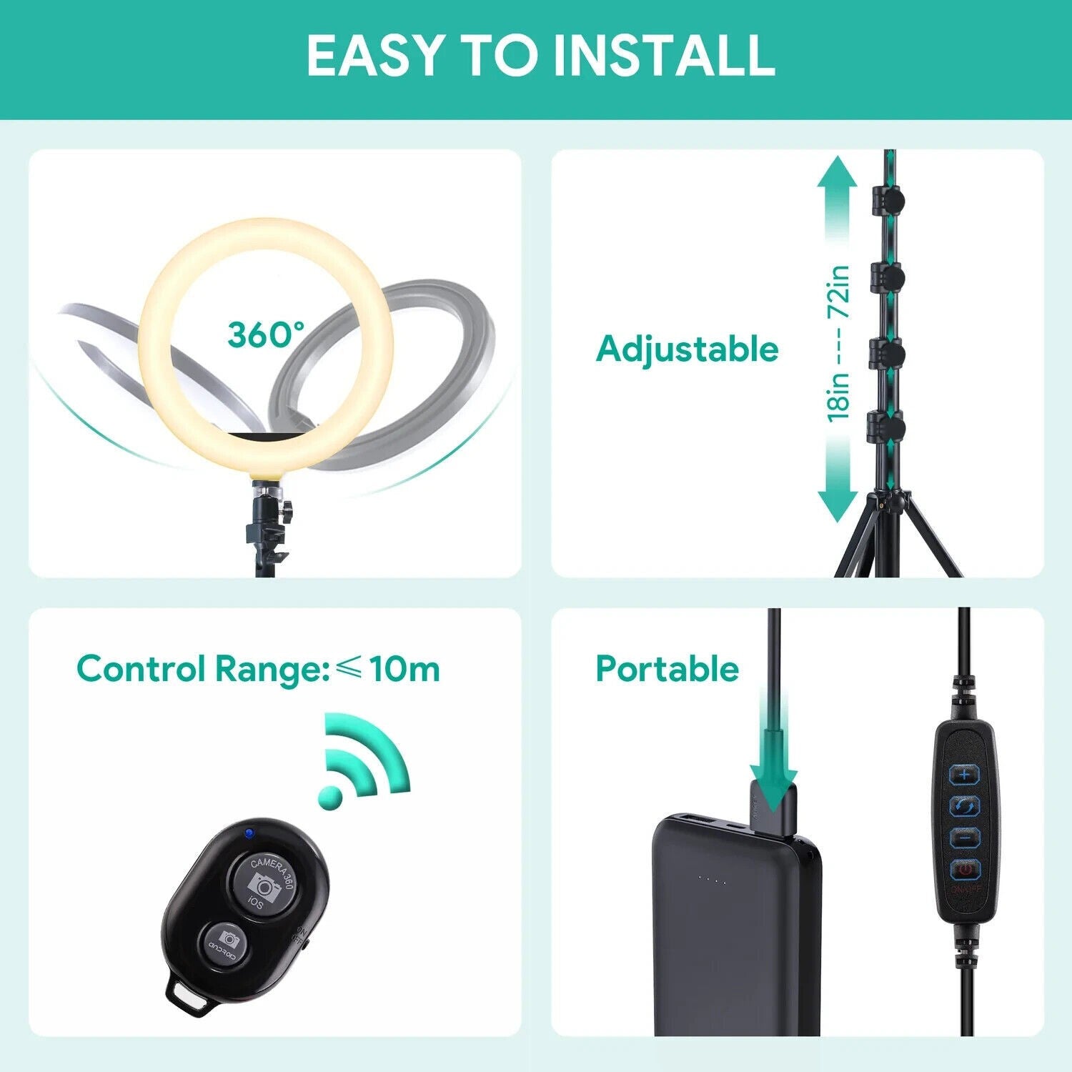 LED Ringlicht 10" mit Stativ Selfie Ringleuchte Streaming Licht für Handy
