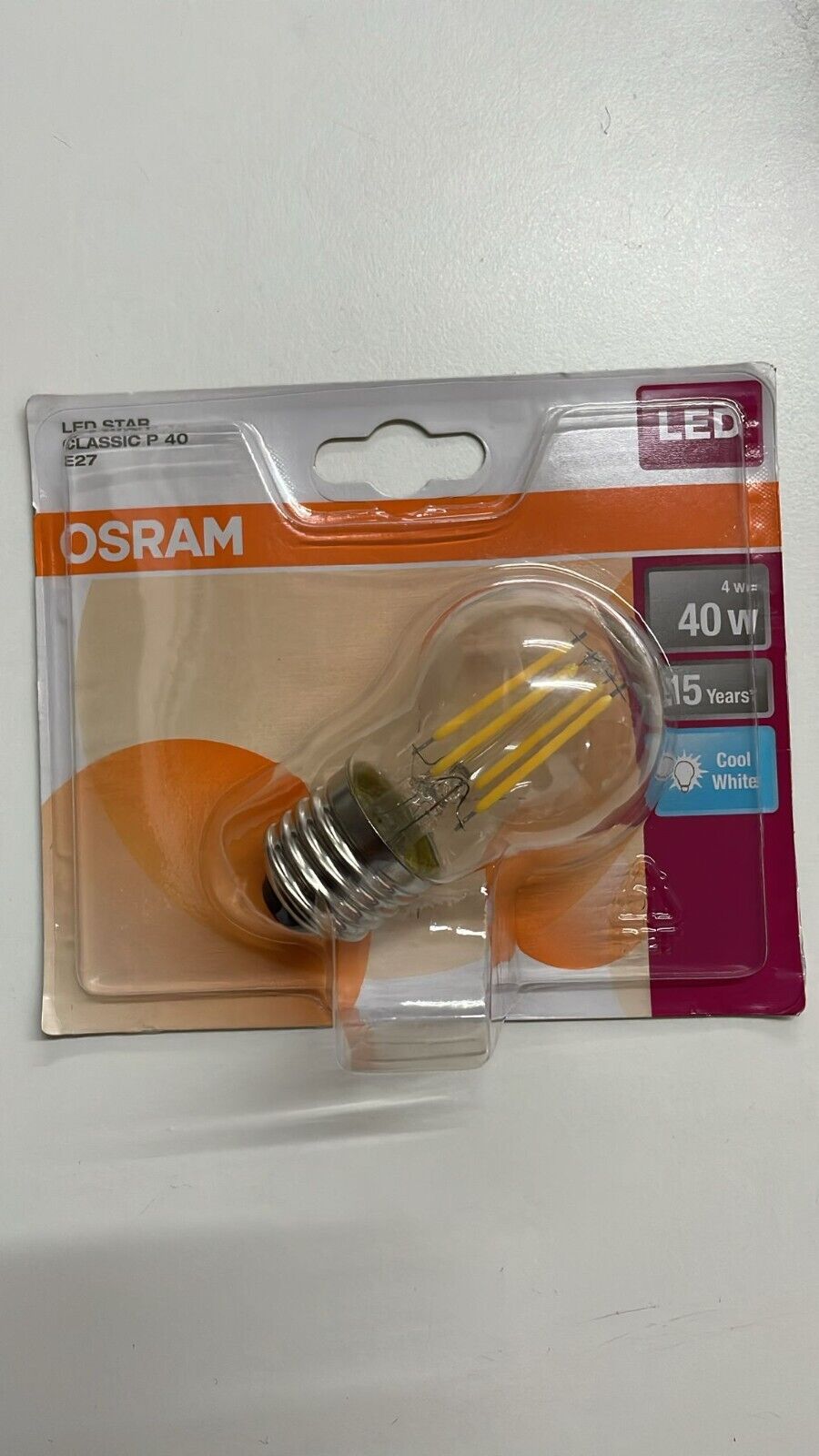 10 x Osram LED Filament Tropfen 4W = 40W E27 klar 470lm cool neutralweiß 4000K