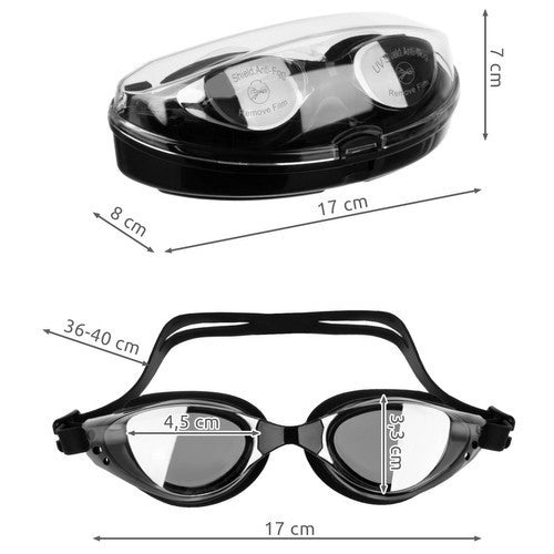Schwimmbrille Set UV-Schutz Antifog mit Ohrstöpsel & Nasenklammer Polycarbonat