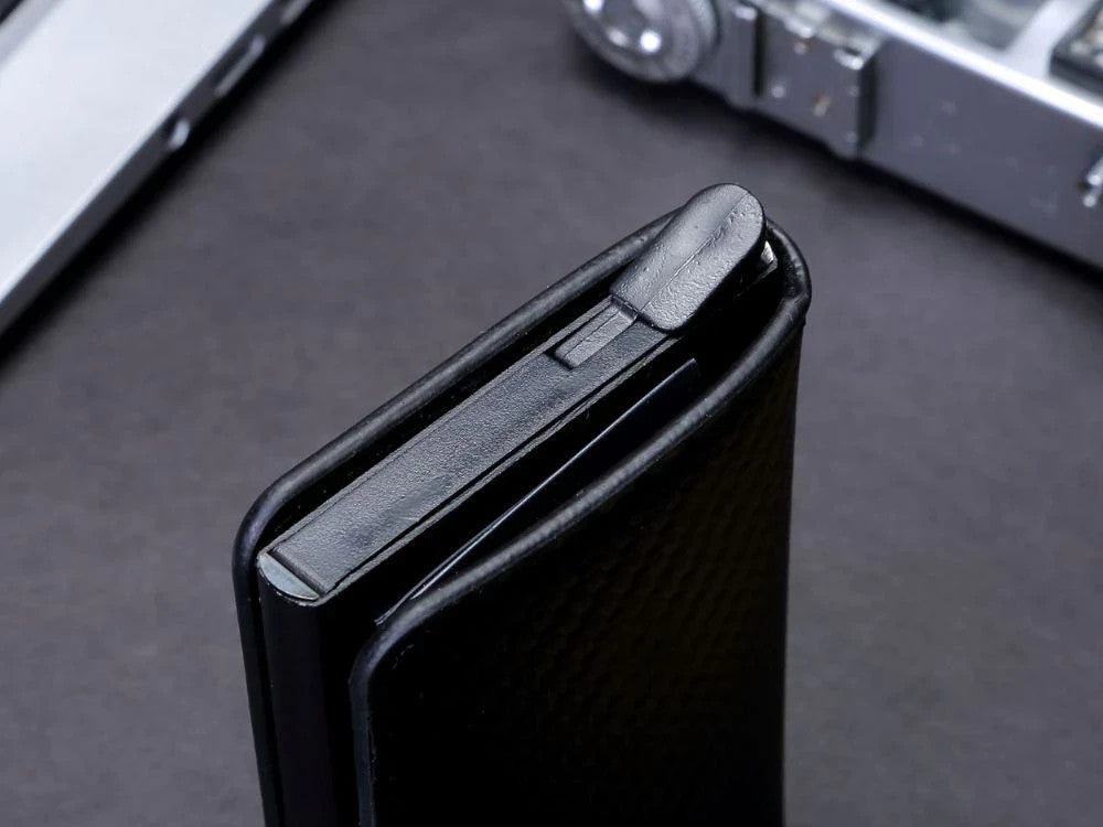 Herren RFID Brieftasche Schwarz Anti-Diebstahl Kartenetui Geldbörse Eco-Leder