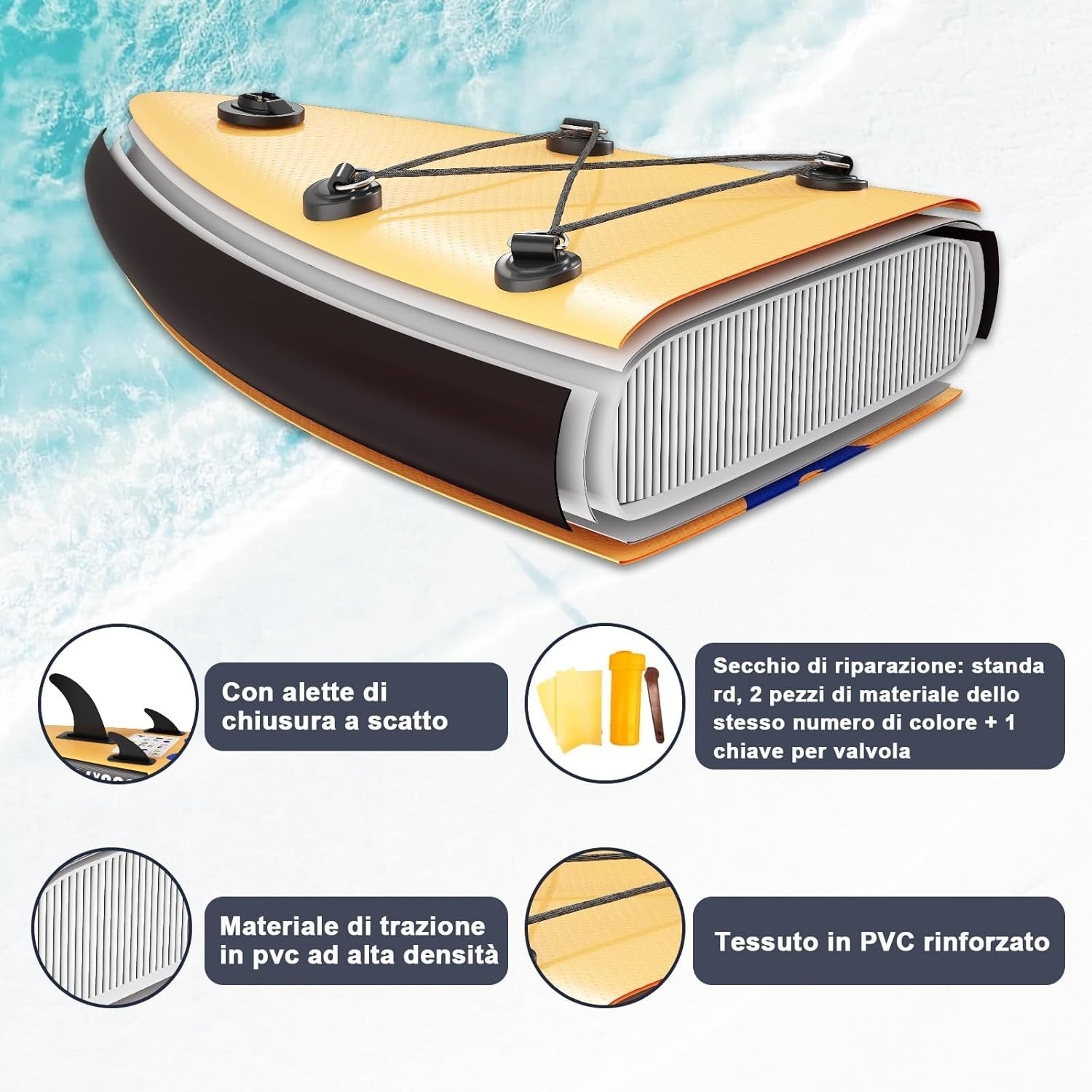 Aufblasbares SUP Board 330x76x15cm – 2in1 Stand Up Paddle mit Kajaksitz & Zubehör, Bis 160kg, Ideal für Surfen, Angeln, Yoga & Freizeit