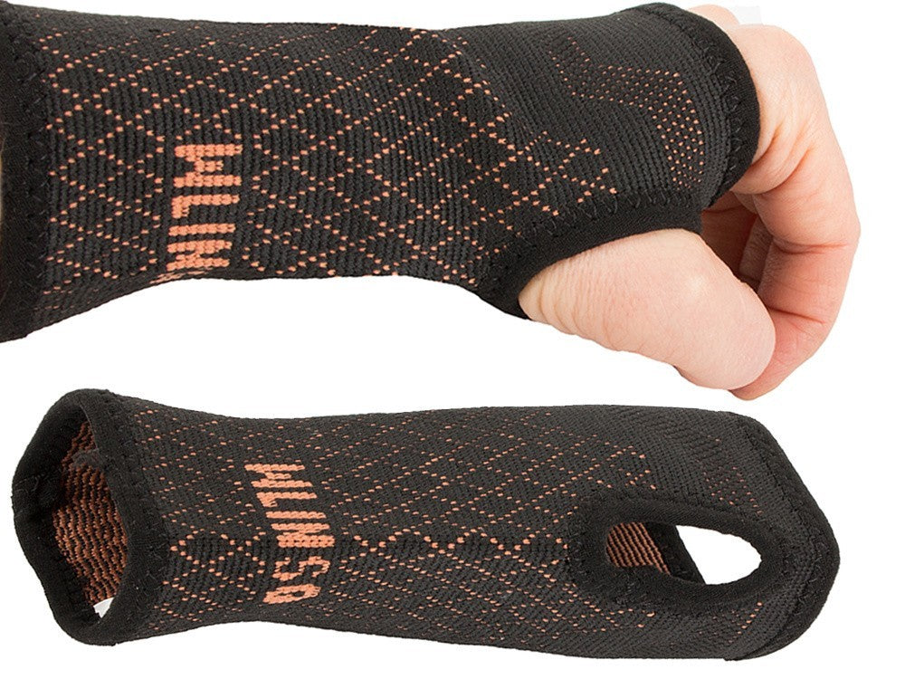 Handgelenkstütze Stabilisator Orthese Bandage mit Daumenloch Schwarz-Orange