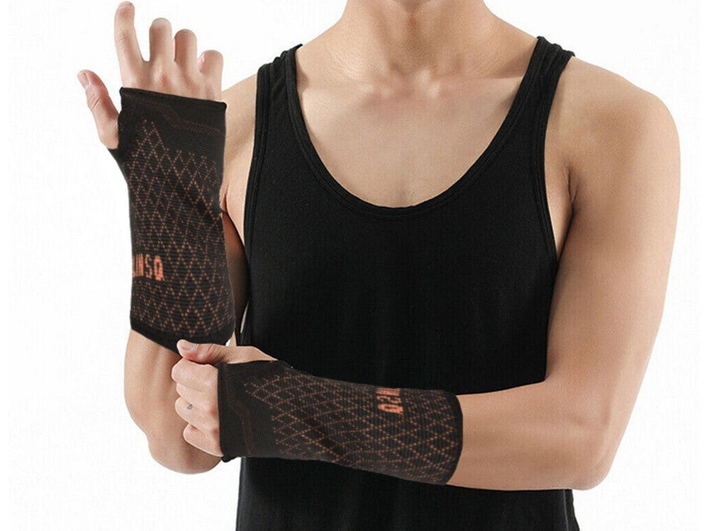 Handgelenkstütze Stabilisator Orthese Bandage mit Daumenloch Schwarz-Orange