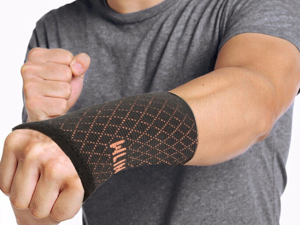 Handgelenkstütze Stabilisator Orthese Bandage mit Daumenloch Schwarz-Orange