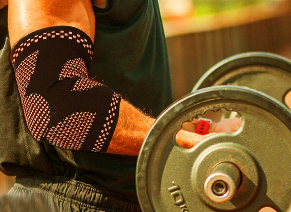 Ellenbogenstütze Ellenbogengelenk Stabilisator Orthese Bandage Schwarz-Orange