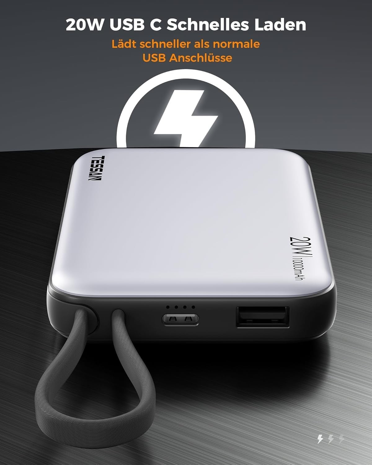 TESSAN Powerbank 10000mAh MagSafe 20W Wireless PD USB C Externer Akku