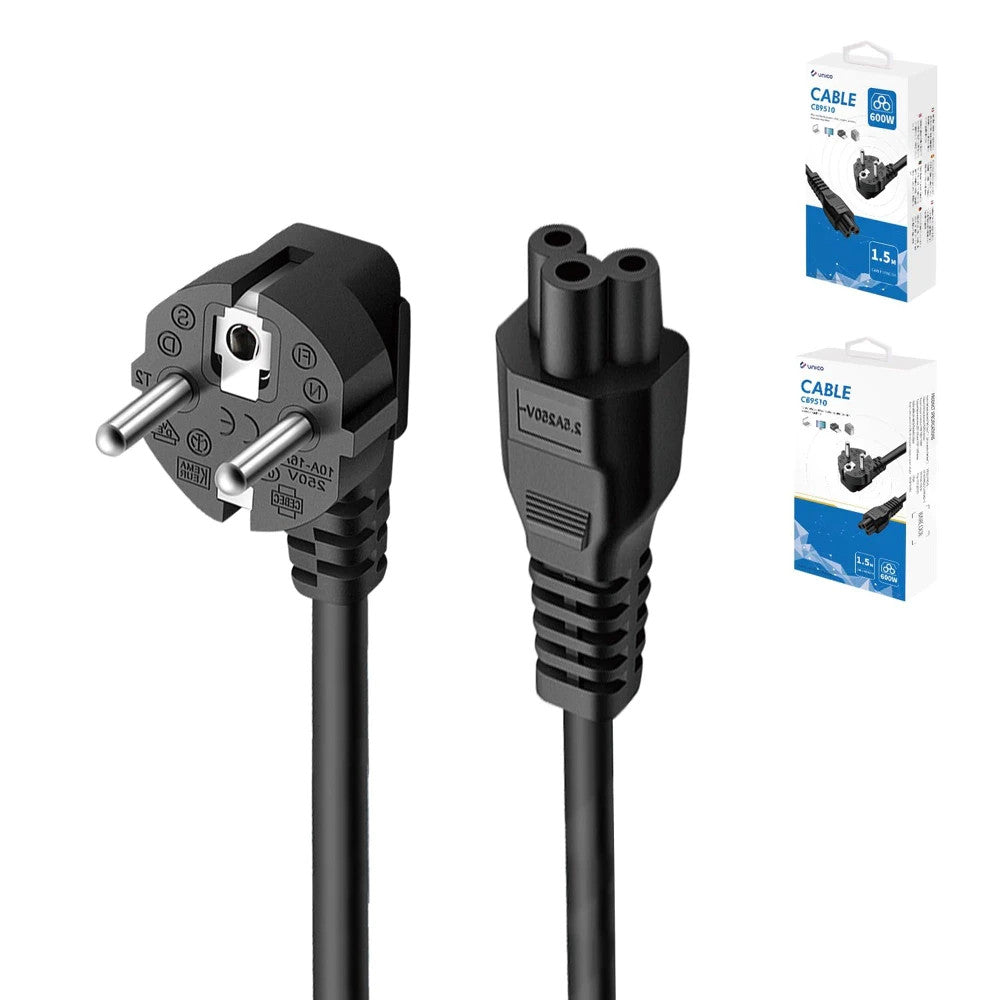 Netzkabel 1,5m Schwarz 600W Stromkabel Schuko zu C5 Eurostecker Laptop PC
