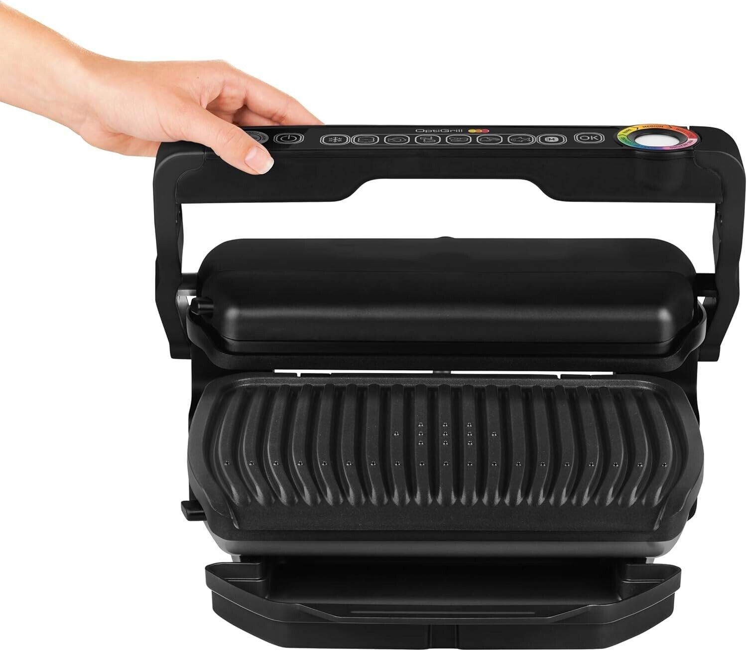 Tefal OptiGrill GC7058 Kontaktgrill 2000W 6 Programme, Garstufenanzeige, Schwarz