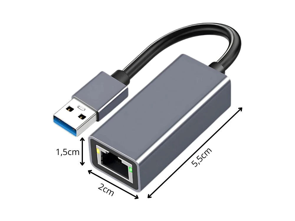 USB Typ A Ethernet Adapter RJ45 LAN Netzwerkkarte 100Mb USB 3.0 Grau