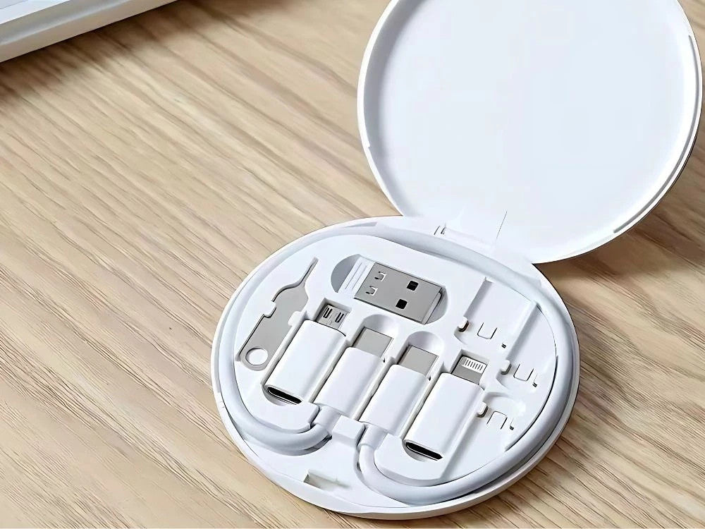 Ladekabel Adapter Set 5in1 mit Handy Stand/USB A/Type-C/Micro USB/iOS/SIM Nadel