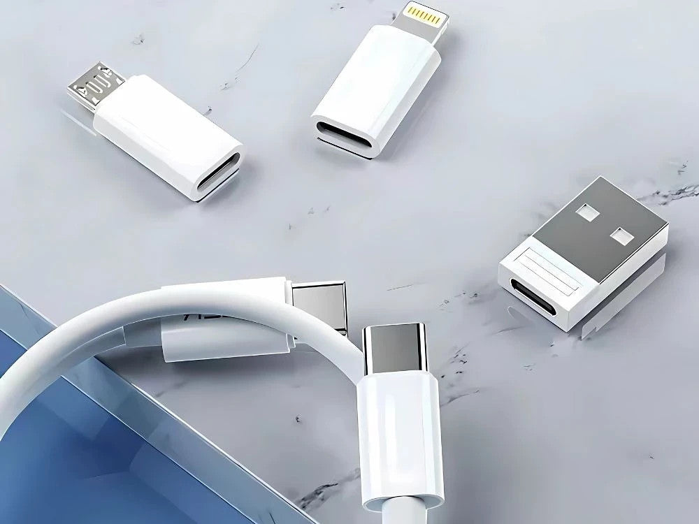 Ladekabel Adapter Set 5in1 mit Handy Stand/USB A/Type-C/Micro USB/iOS/SIM Nadel
