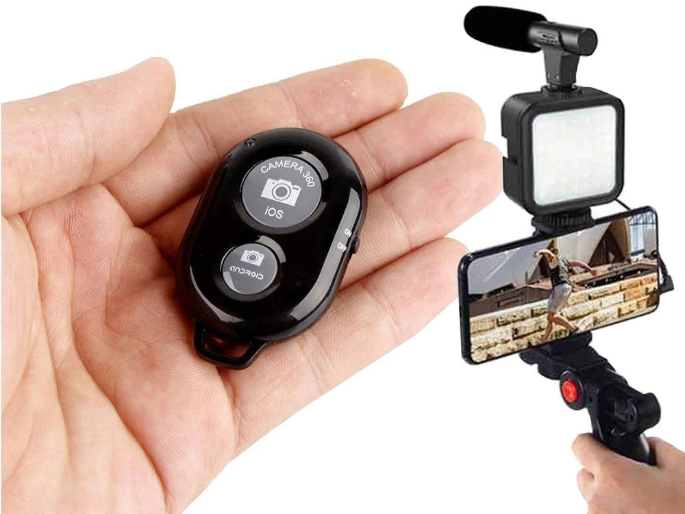 Vlogging Kit Stativ Mikrofon LED-Licht Handyhalter Set mit Bluetooth Fernbedieng