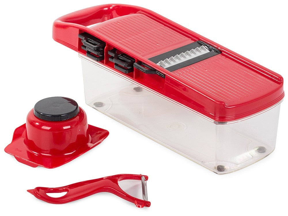 Multischneider Set 6in1 Gemüseschneider Küchenreibe Gemüsehobel Zerkleinerer Rot