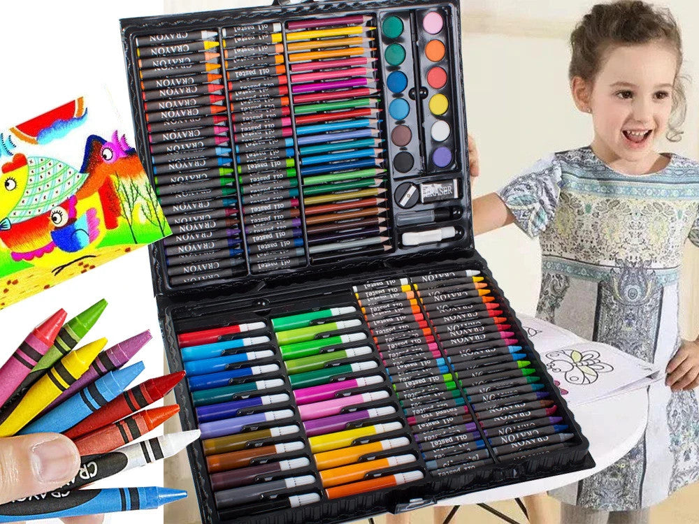 Künstlerset Malkoffer 168-teilig Buntstifte Marker Wachsmalstifte Farben Kinder