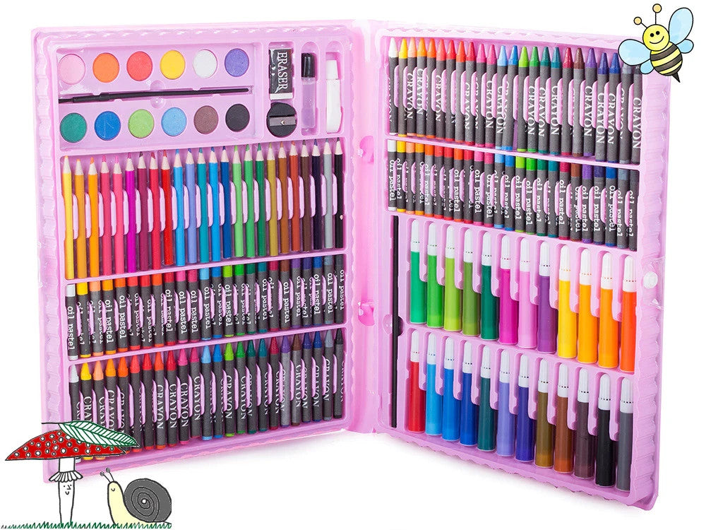 Künstlerset Malkoffer 168-teilig Buntstifte Marker Wachsmalstifte Farben Kinder