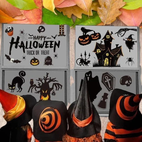 Halloween Fensteraufkleber 160 Sticker 9 Blätter Deko Selbstklebend Wiederverwen